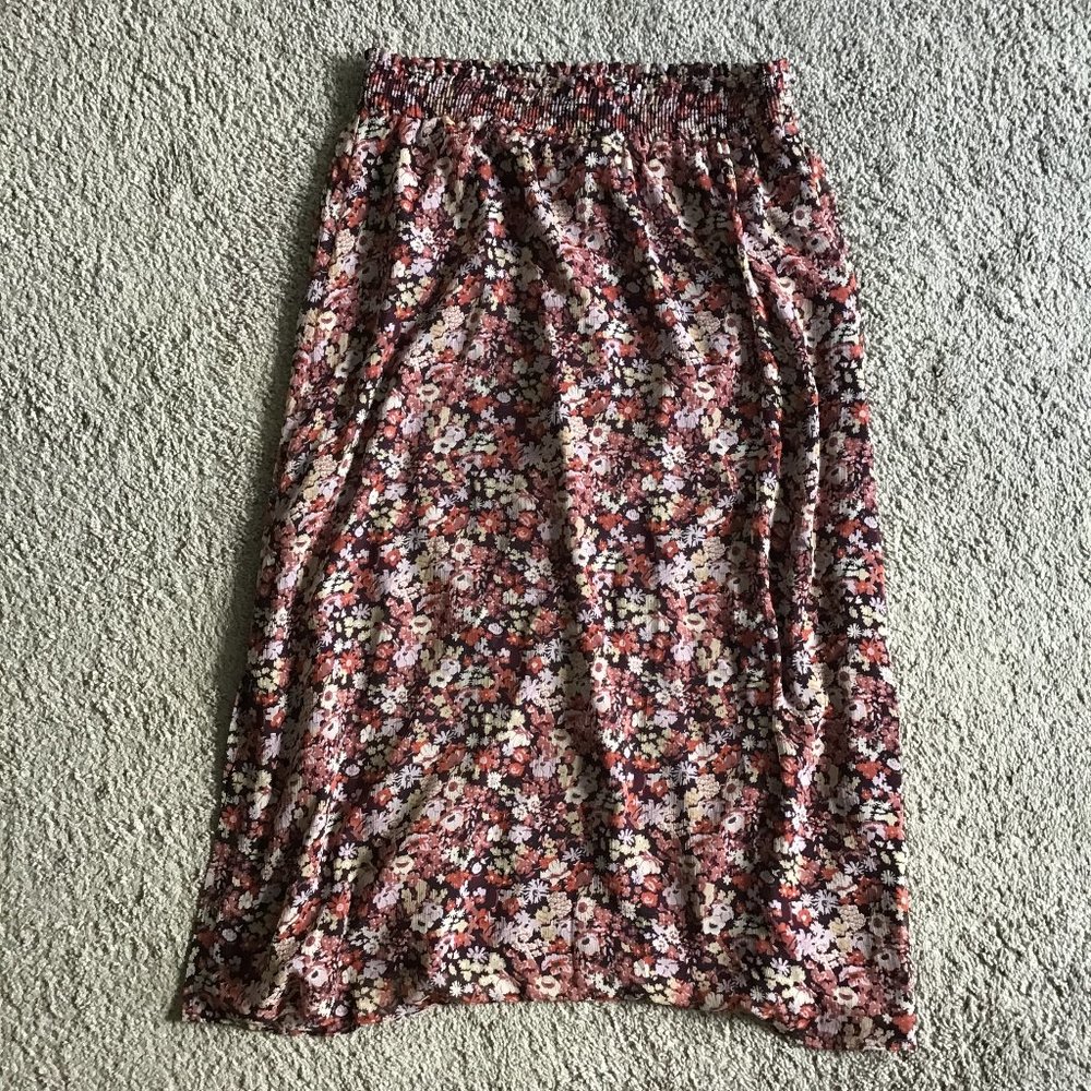 LOFT floral midi skirt